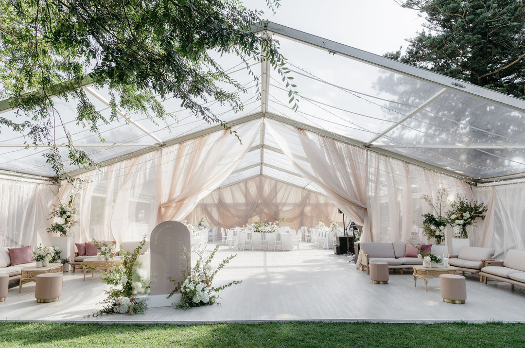 Blush toned marquee wedding at woolbrook estate