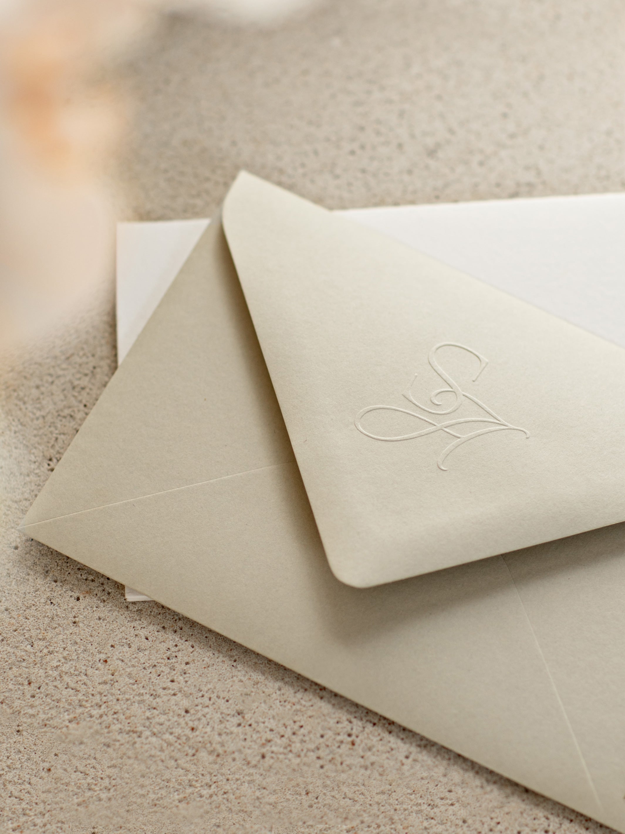 Envelope Embossing – Ivory and Stone