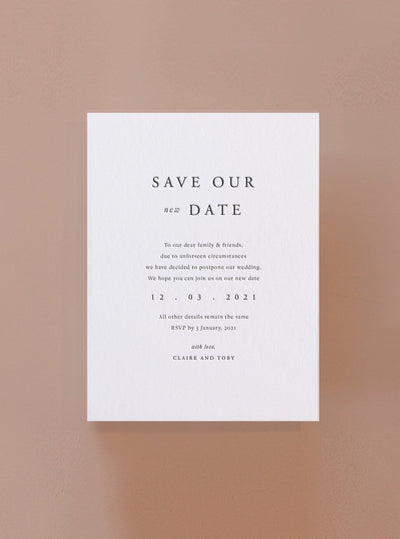 Save Our New Date - Letterpress Change the Date Card